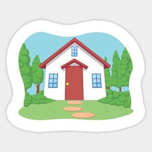 Cute Little House with Garden Sticker